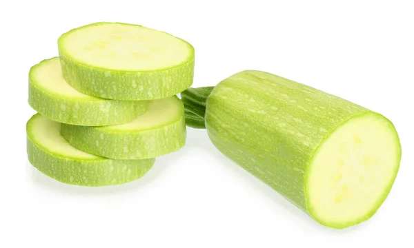 Snitt Zucchini Isolerad Vit Bakgrund — Stockfoto