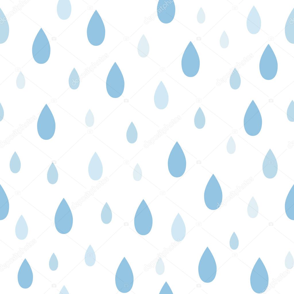 Seamless irregular raindrops pattern on white background for decor and print