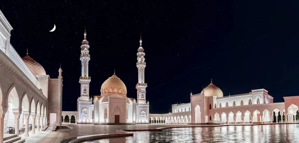 Weiße Moschee Auf Dem Hintergrund Des Sternenhimmels — Stockfoto