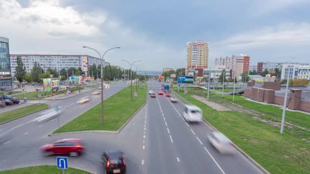 Автомобілі Timelapse Міському Перехресті — стокове відео