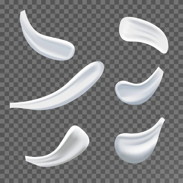 Gerçekçi kozmetik krem lekeleri, damlalar, cilt nemlendirici ürünler.