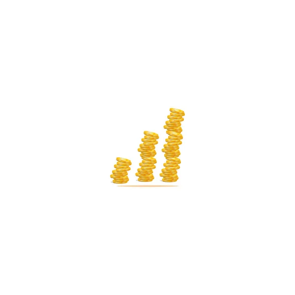 Icon Gold coins cash money in piles, Isolated on white background — Stock Vector