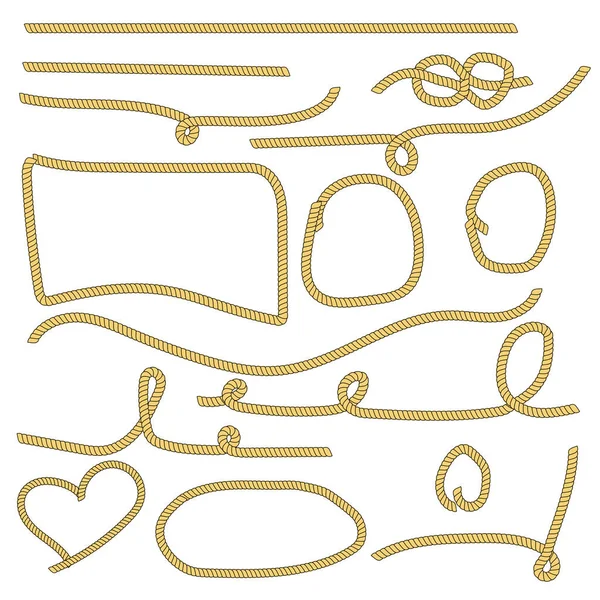 Conjunto de varios elementos decorativos de cuerda — Vector de stock