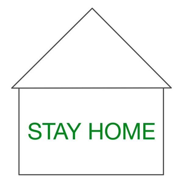 Bleiben Sie zu Hause Slogan mit Haus. Schutzkampagne oder Maßnahme gegen Coronavirus, COVID--19 — Stockvektor