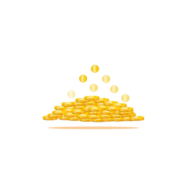 Vector gold coins are flying.Treasure concept. Isolated gold metal coins falling — Stock Vector