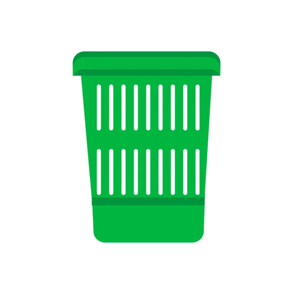 Корзина для мусора зеленая плоская корзина для бумаги — стоковый вектор