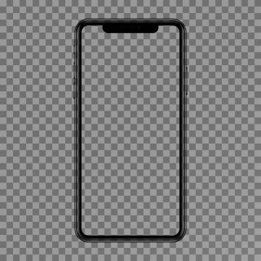 Gerçekçi cep telefonu modeli. Dokunmatik ekran akıllı telefon kavramı