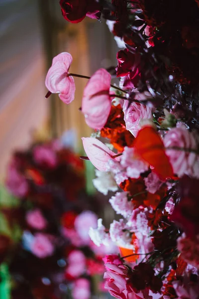 Hermosas Flores Naturales Como Decoración Interior Fondo Boda Ramo Novia — Foto de Stock