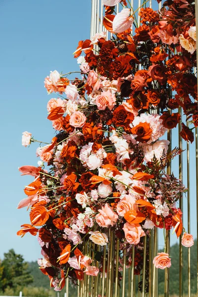 Hermosas Flores Naturales Como Decoración Interior Fondo Boda Ramo Novia — Foto de Stock