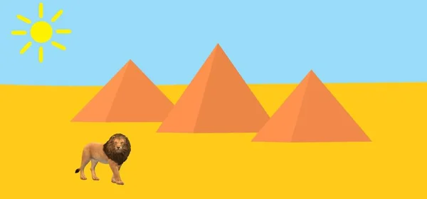 León Cerca Pirámides Egipto — Foto de Stock