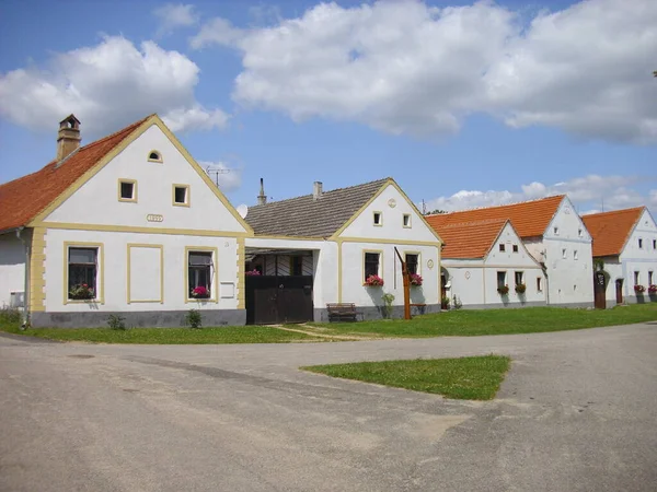 Casas Típicas Del Siglo Xviii Holasovice Unesco Sur Bohemia — Foto de Stock