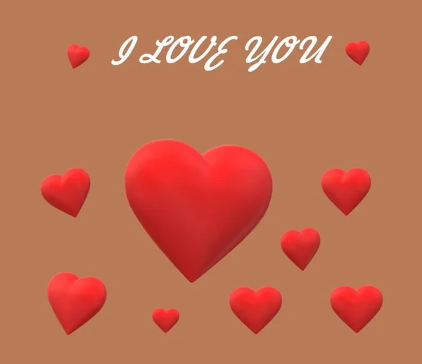 Valentinskarte Mit Roten Herzen — Stockfoto