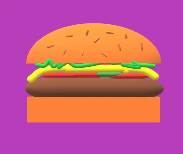 汉堡包速食牛肉面包速食芝士汉堡 — 图库照片