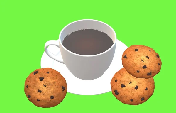 Taza Café Platillo Galletas — Foto de Stock