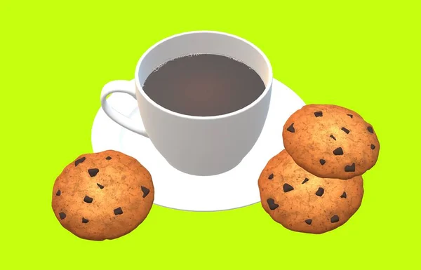 Taza Café Platillo Galletas —  Fotos de Stock