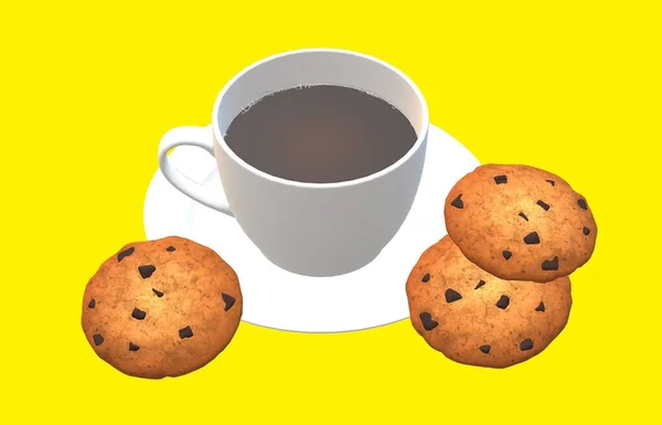 Чашка Кофе Блюдце Печенье — стоковое фото