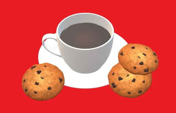 Taza Café Platillo Galletas — Foto de Stock