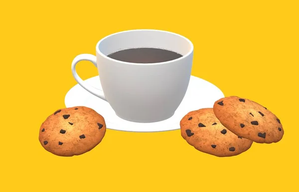 Чашка Кофе Блюдце Печенье — стоковое фото