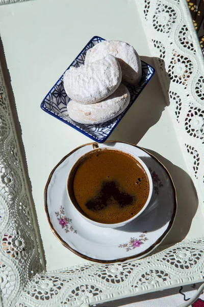 Чашка Турецкого Кофе Традиционно Используемая Гадания Традиционный Фарфоровый Тюркский Кофе — стоковое фото