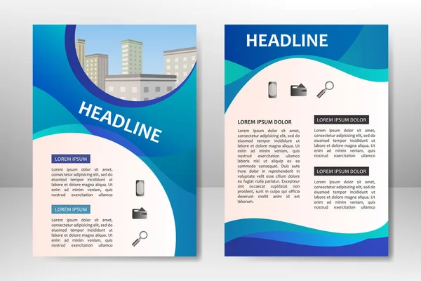 İş broşürü, broşür, poster, broşür, kitapçık, sunum, yıllık rapor, dergi kapağı, takım eğitimi için mavi vektör şablonu tasarımı. A4