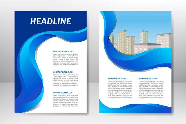 Blue vector template design for business brochure, flyer, poster, booklet, presentation, annual report, magazine cover, team educational training. A4 — Stock Vector