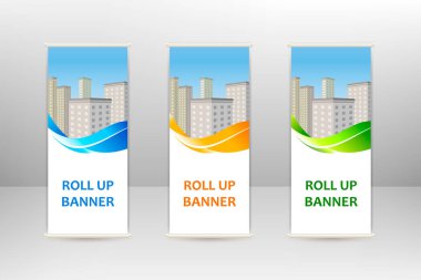 Dikey afişi, iş tasarım şablonunu, vektör illüstrasyonunu katla