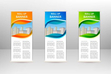 Dikey afişi, iş tasarım şablonunu, vektör illüstrasyonunu katla