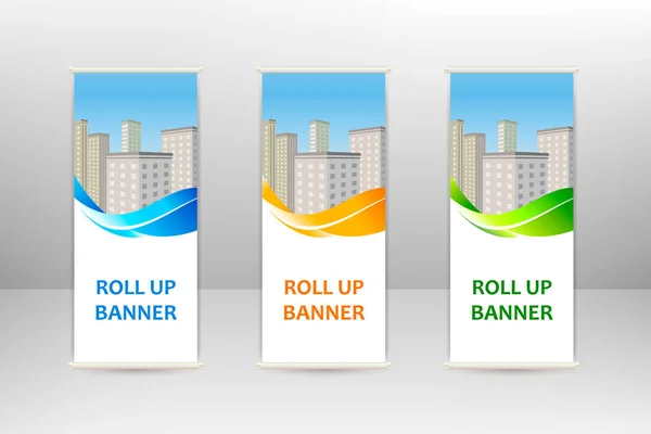 Roll Banner Verticale Modello Business Design Illustrazione Vettoriale — Vettoriale Stock