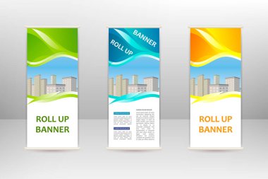 Dikey afişi, iş tasarım şablonunu, vektör illüstrasyonunu katla