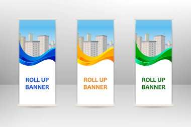 Dikey afişi, iş tasarım şablonunu, vektör illüstrasyonunu katla