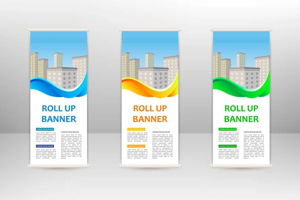 Roll Banner Vertical Modelo Design Negócios Ilustração Vetorial — Vetor de Stock