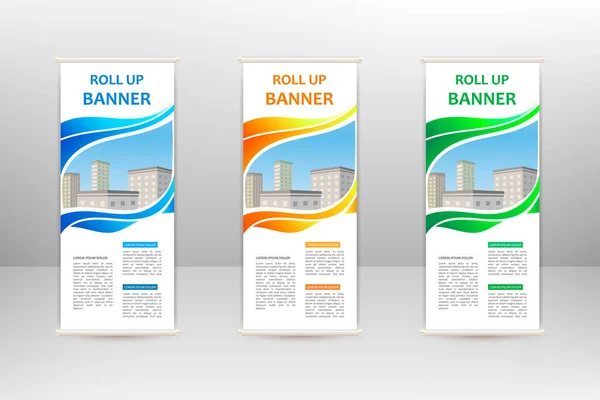 Roll Banner Vertical Plantilla Diseño Empresarial Ilustración Vectorial — Vector de stock