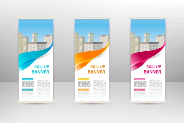 Roll Banner Vertical Modelo Design Negócios Ilustração Vetorial — Vetor de Stock