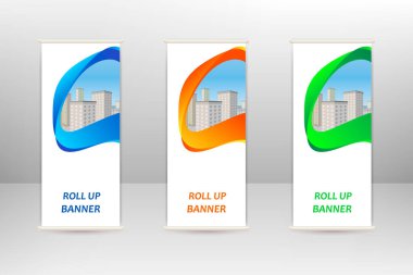 Dikey afişi, iş tasarım şablonunu, vektör illüstrasyonunu katla