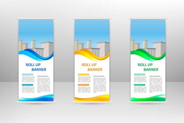 Dikey afişi, iş tasarım şablonunu, vektör illüstrasyonunu katla