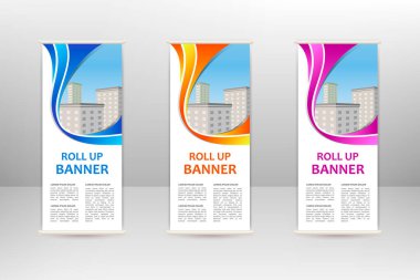 Dikey afişi, iş tasarım şablonunu, vektör illüstrasyonunu katla