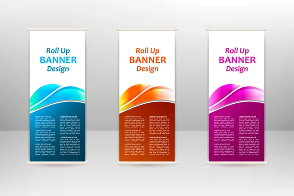 Roll Banner Vertical Modelo Design Negócios Ilustração Vetorial — Vetor de Stock