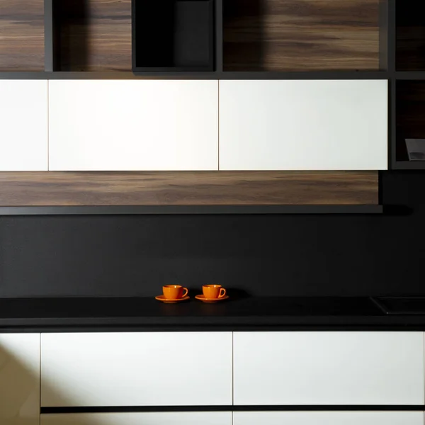 Cucina Minimalista Vivace Moderna Appartamento Costoso — Foto Stock