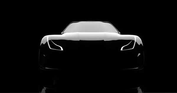 Silhouette of black sports car on black — Stock Photo, Image