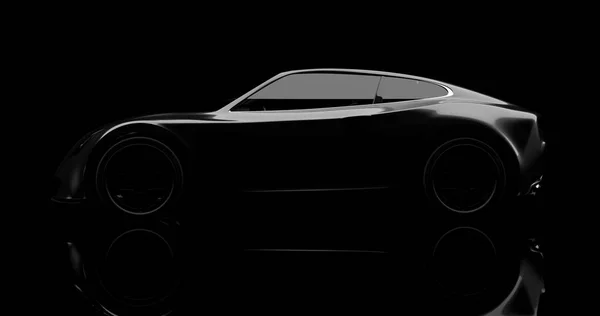 黒に黒のスポーツ車のシルエット — ストック写真