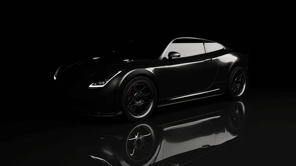 Черный спортивный автомобиль на черном — стоковое фото