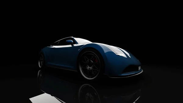 Fekete háttér kék sportkocsi — Stock Fotó