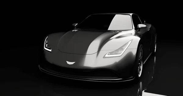 Gray sports car on black background — Stock Photo, Image