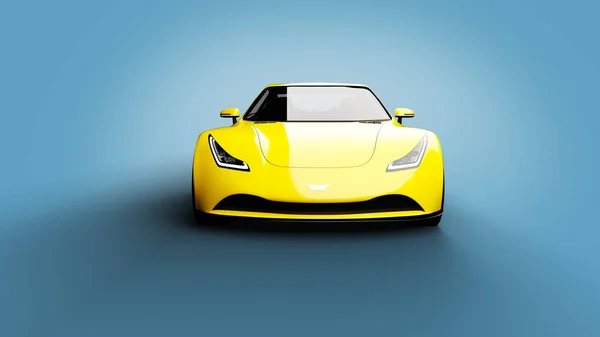 Voiture de sport jaune sur fond bleu — Photo