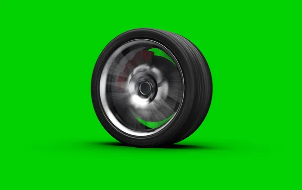 Alloy whell spinning, motion blur, isolated on white background — Stock Photo, Image