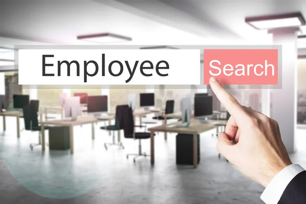Websearch nieuwe rode zoek knop werknemer 3d illustratie — Stockfoto
