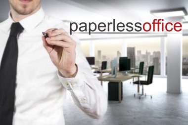 işadamı modern ofis kağıtsız ofis yazma