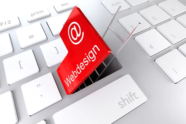 Rosso entrare chiave scala webdesign 3D Illustrazione — Foto Stock