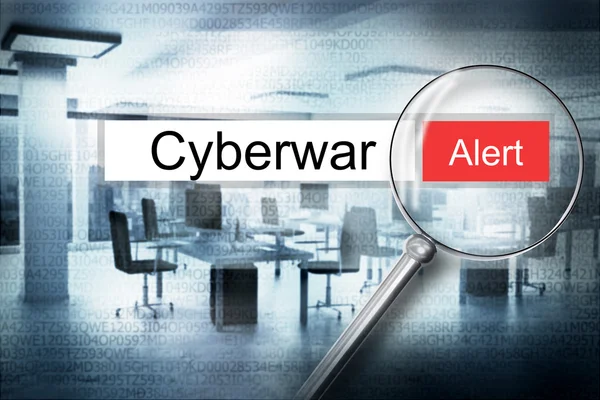 Lire le mot cyberwar browser search security alert 3D Illus — Photo