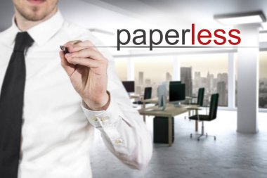 işadamı modern ofis kağıtsız ofis yazma
